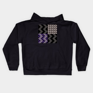 'Ziggy' - in Purple, Lilac and shades of Grey on a Black and Charcoal Grey base Kids Hoodie